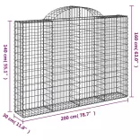10 db íves horganyzott vas gabion kosár 200x30x140/160 cm