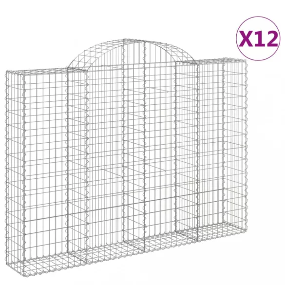 12 db íves horganyzott vas gabion kosár 200x30x140/160 cm