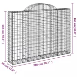14 db íves horganyzott vas gabion kosár 200x30x140/160 cm