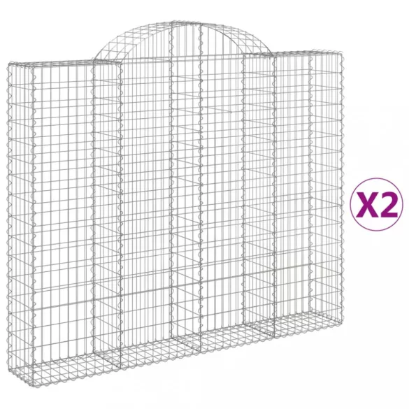 2 db íves horganyzott vas gabion kosár 200x30x160/180 cm
