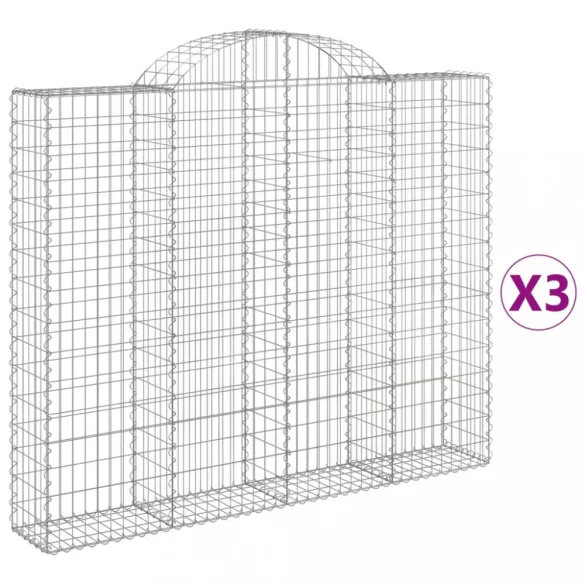 3 db íves horganyzott vas gabion kosár 200x30x160/180 cm