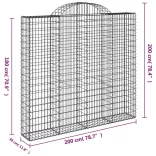 3 db íves horganyzott vas gabion kosár 200x30x180/200 cm