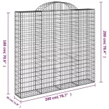 7 db íves horganyzott vas gabion kosár 200x30x180/200 cm