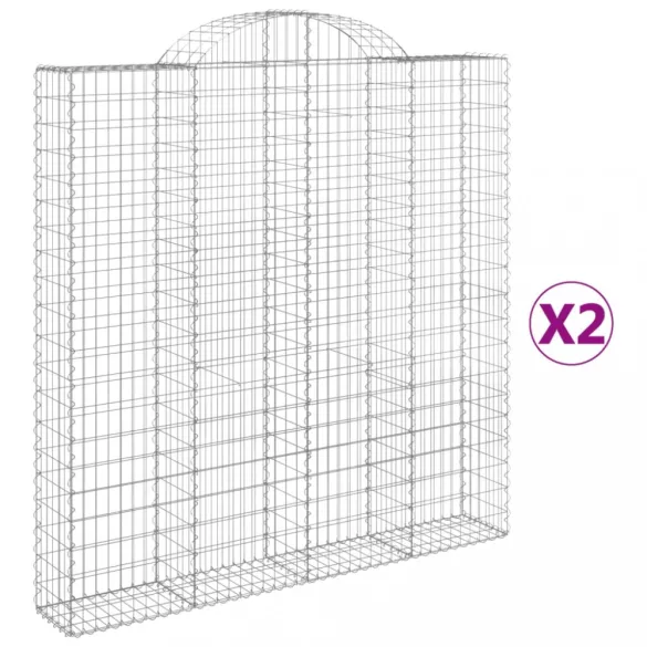 2 db íves horganyzott vas gabion kosár 200 x 30 x 200/220 cm