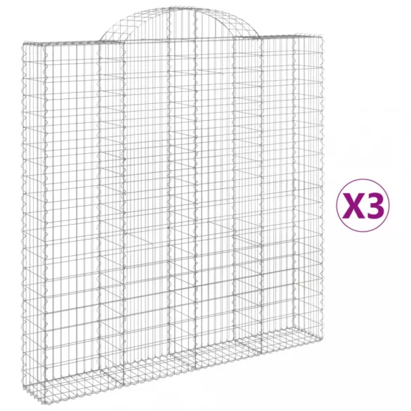 3 db íves horganyzott vas gabion kosár 200 x 30 x 200/220 cm