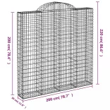 3 db íves horganyzott vas gabion kosár 200 x 30 x 200/220 cm
