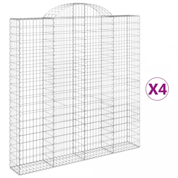 4 db íves horganyzott vas gabion kosár 200x30x200/220 cm