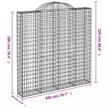 5 db íves horganyzott vas gabion kosár 200x30x200/220 cm