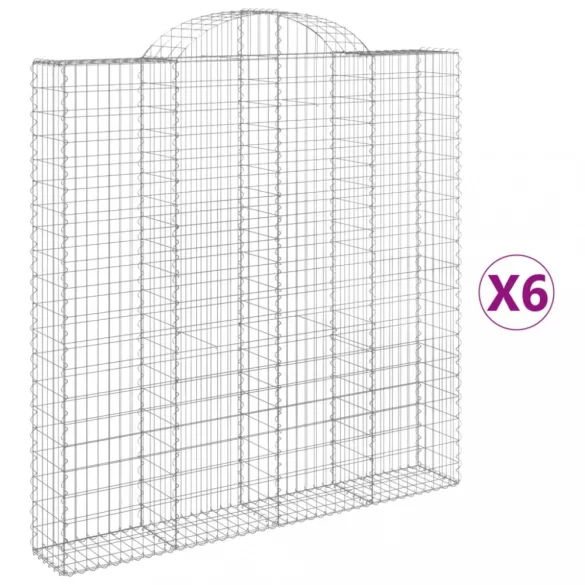6 db íves horganyzott vas gabion kosár 200x30x200/220 cm