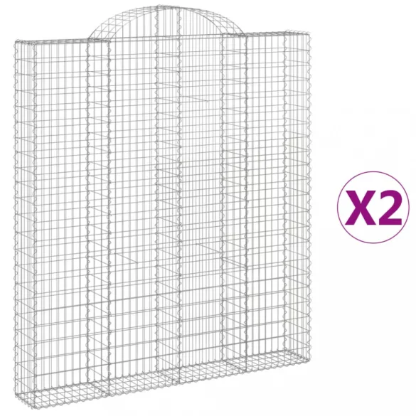 2 db íves horganyzott vas gabion kosár 200x30x220/240 cm
