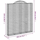 3 db íves horganyzott vas gabion kosár 200x30x220/240 cm