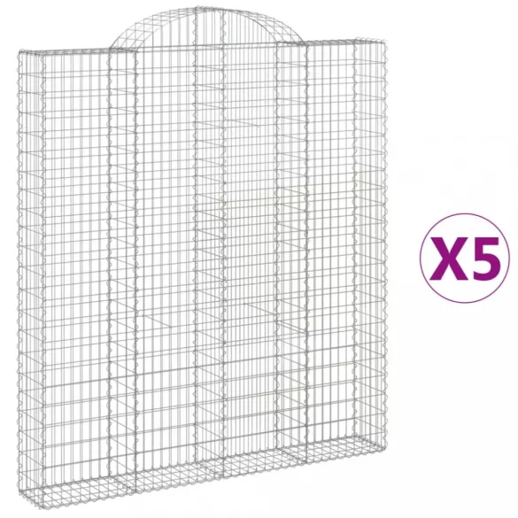 5 db íves horganyzott vas gabion kosár 200x30x220/240 cm