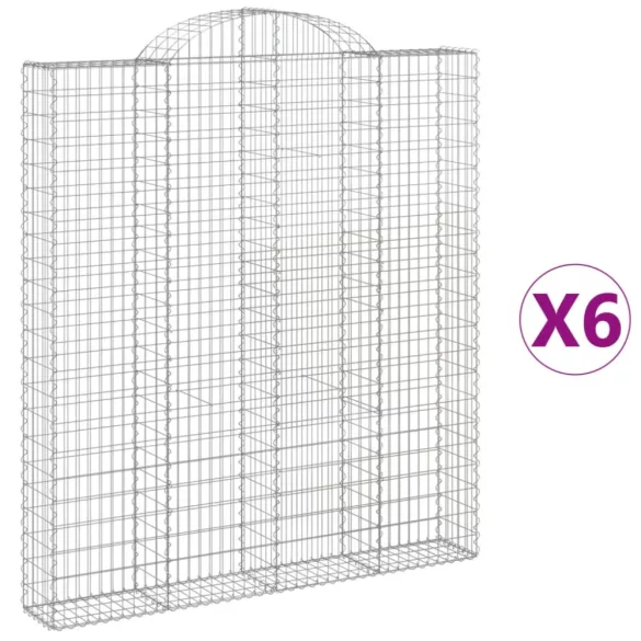 6 db íves horganyzott vas gabion kosár 200x30x220/240 cm
