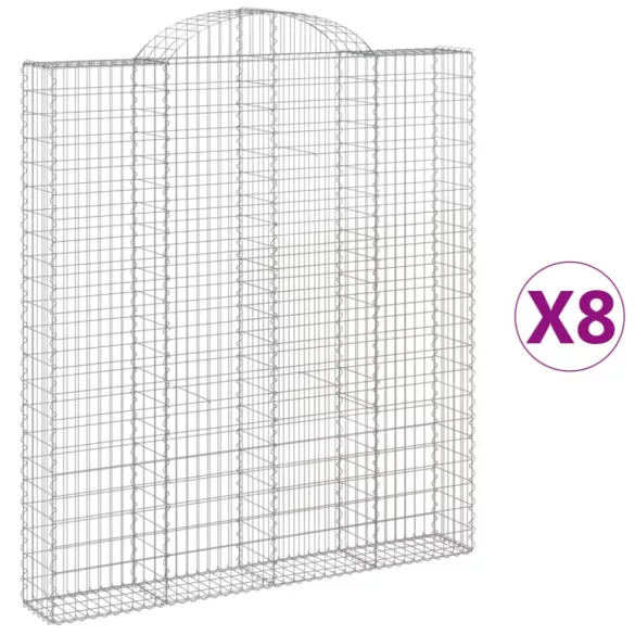 8 db íves horganyzott vas gabion kosár 200x30x220/240 cm