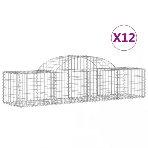 12 db íves horganyzott vas gabion kosár 200x50x40/60 cm