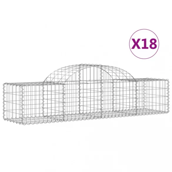 18 db íves horganyzott vas gabion kosár 200x50x40/60 cm