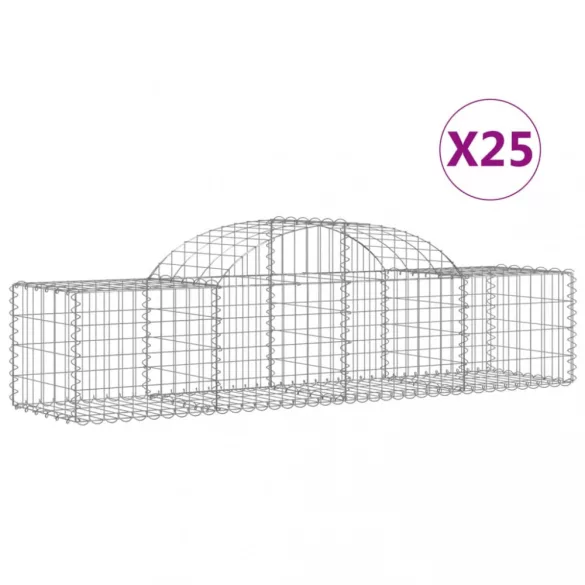 25 db íves horganyzott vas gabion kosár 200x50x40/60 cm