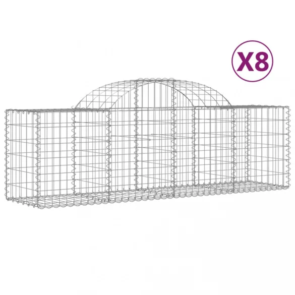 8 db íves horganyzott vas gabion kosár 200x50x60/80 cm