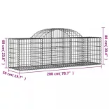 9 db íves horganyzott vas gabion kosár 200x50x60/80 cm