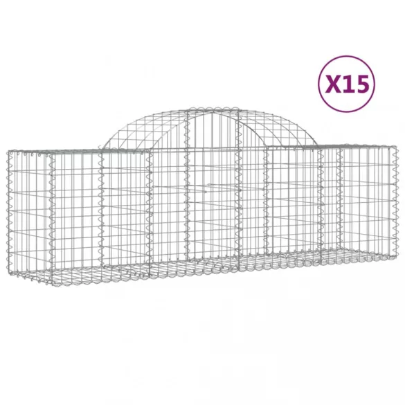 15 db íves horganyzott vas gabion kosár 200x50x60/80 cm
