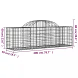 18 db íves horganyzott vas gabion kosár 200x50x60/80 cm