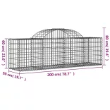 50 db íves horganyzott vas gabion kosár 200x50x60/80 cm