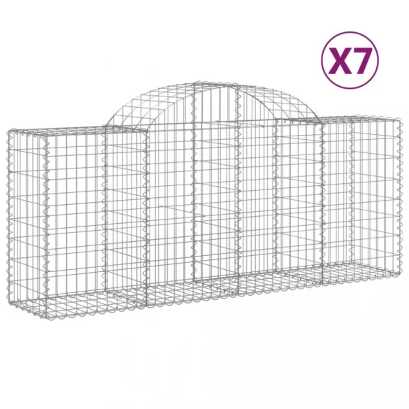 7 db íves horganyzott vas gabion kosár 200x50x80/100 cm