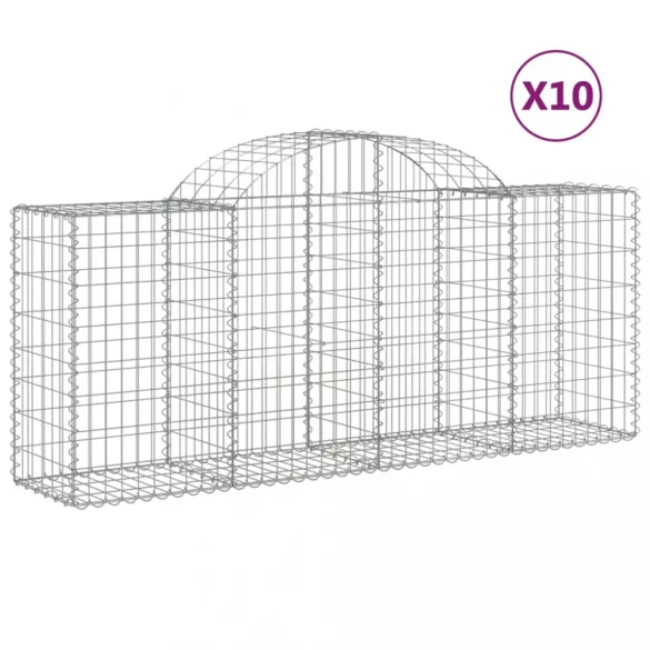 10 db íves horganyzott vas gabion kosár 200x50x80/100 cm