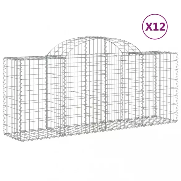 12 db íves horganyzott vas gabion kosár 200x50x80/100 cm