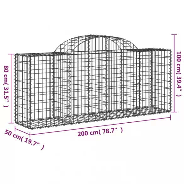 13 db íves horganyzott vas gabion kosár 200x50x80/100 cm