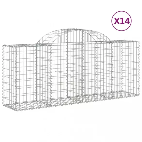 14 db íves horganyzott vas gabion kosár 200x50x80/100 cm
