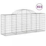 15 db íves horganyzott vas gabion kosár 200x50x80/100 cm