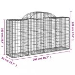 2 db íves horganyzott vas gabion kosár 200 x 50 x 100/120 cm