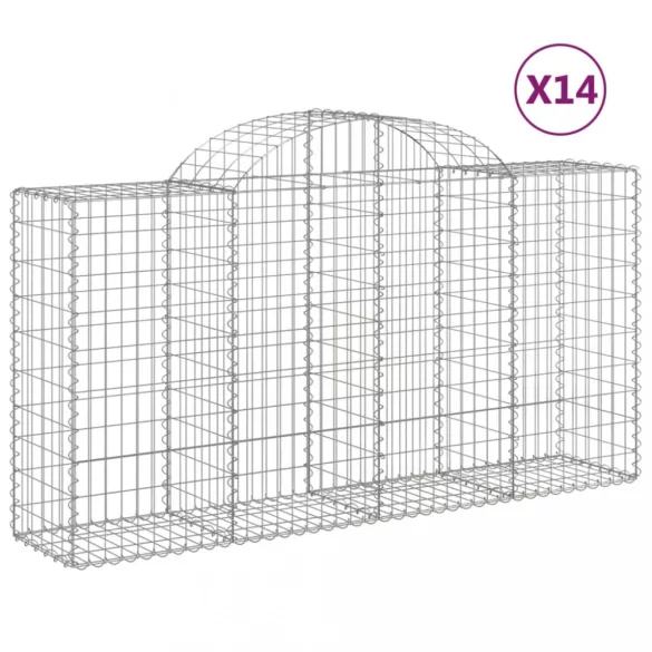 14 db íves horganyzott vas gabion kosár 200x50x100/120 cm