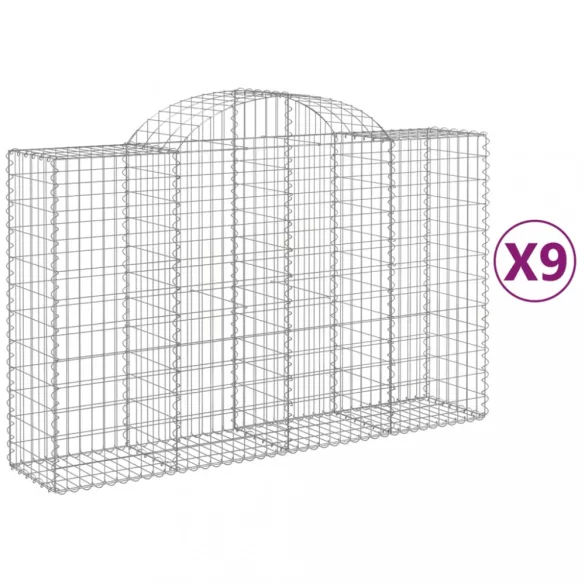 9 db íves horganyzott vas gabion kosár 200x50x120/140 cm