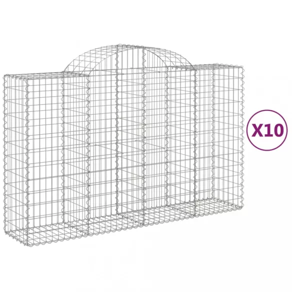 10 db íves horganyzott vas gabion kosár 200x50x120/140 cm