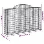 18 db íves horganyzott vas gabion kosár 200x50x120/140 cm