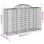 30 db íves horganyzott vas gabion kosár 200x50x120/140 cm