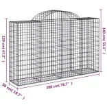 50 db íves horganyzott vas gabion kosár 200x50x120/140 cm