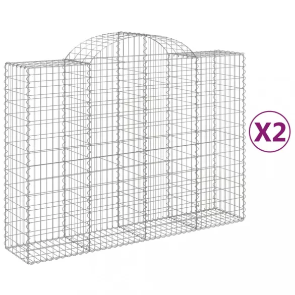 2 db íves horganyzott vas gabion kosár 200x50x140/160 cm