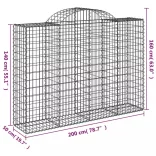 5 db íves horganyzott vas gabion kosár 200x50x140/160 cm