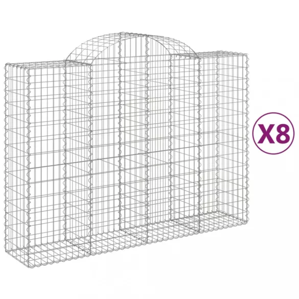 8 db íves horganyzott vas gabion kosár 200x50x140/160 cm