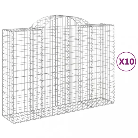 10 db íves horganyzott vas gabion kosár 200x50x140/160 cm