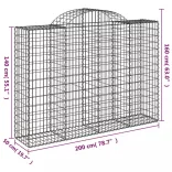 10 db íves horganyzott vas gabion kosár 200x50x140/160 cm
