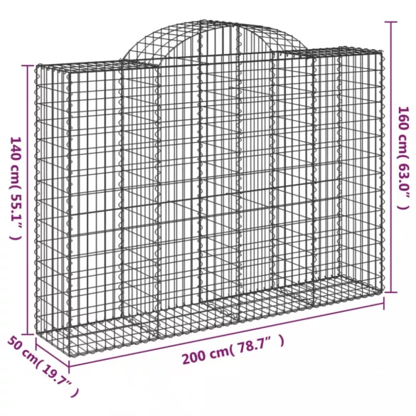 11 db íves horganyzott vas gabion kosár 200x50x140/160 cm