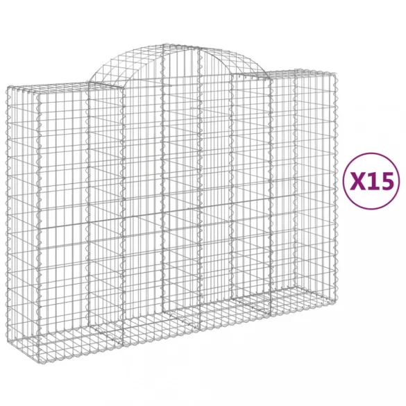 15 db íves horganyzott vas gabion kosár 200x50x140/160 cm