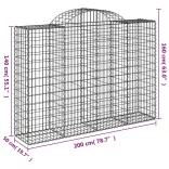 30 db íves horganyzott vas gabion kosár 200x50x140/160 cm