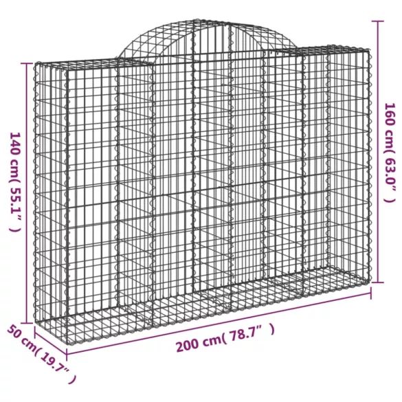 30 db íves horganyzott vas gabion kosár 200x50x140/160 cm