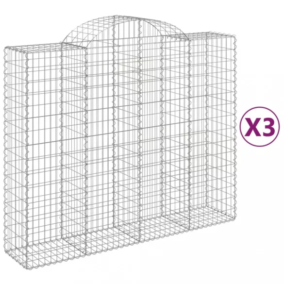 3 db íves horganyzott vas gabion kosár 200x50x160/180 cm