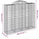 4 db íves horganyzott vas gabion kosár 200x50x160/180 cm